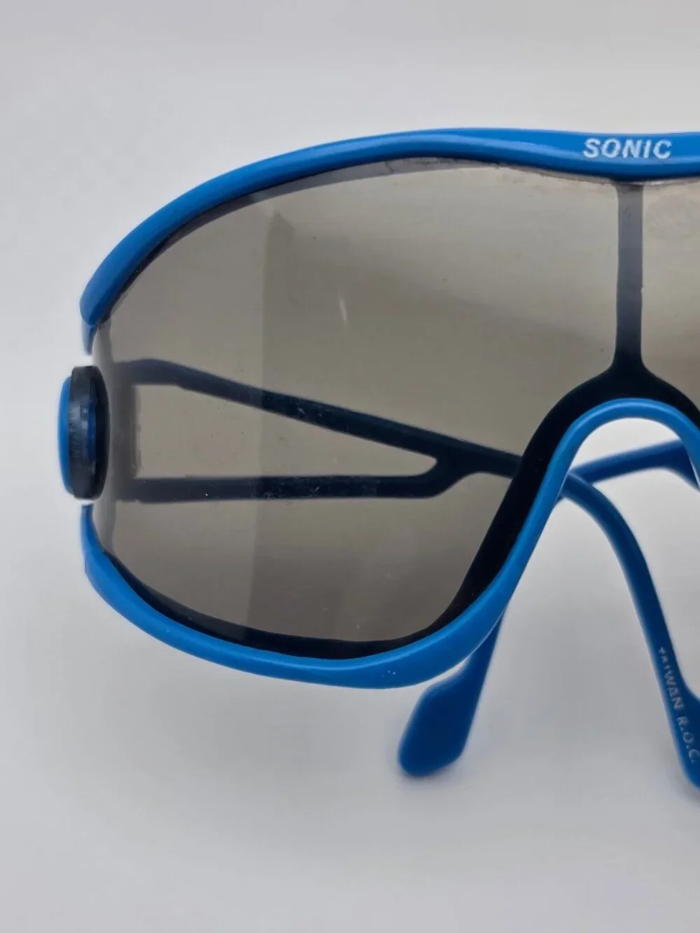 Sonic Macho Man Blue Frame Polarized Grey Lens Randy Savage Shield Sunglasses